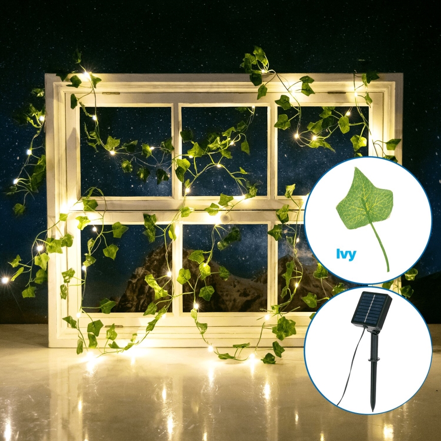 Aigostar - LED Solárna reťaz 50xLED/7m IP65 300 mAh teplá biela ivy