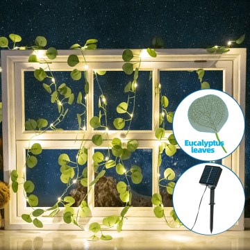 Aigostar - LED Solárna reťaz 50xLED/7m IP65 teplá biela eukalyptus