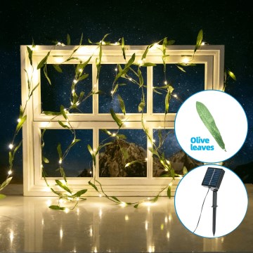 Aigostar - LED Solárna reťaz 50xLED/7m IP65 teplá biela olive