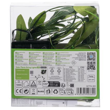 Aigostar - LED Solárna reťaz 50xLED/7m IP65 teplá biela olive