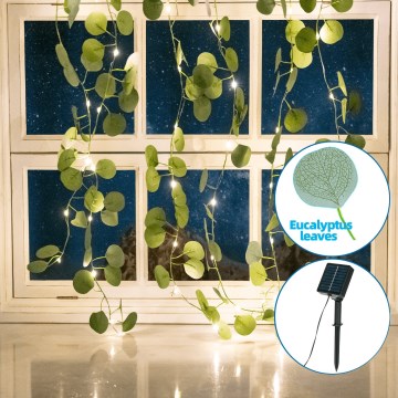 Aigostar - LED Solárna reťaz 70xLED/4x1m IP65 teplá biela eukalyptus