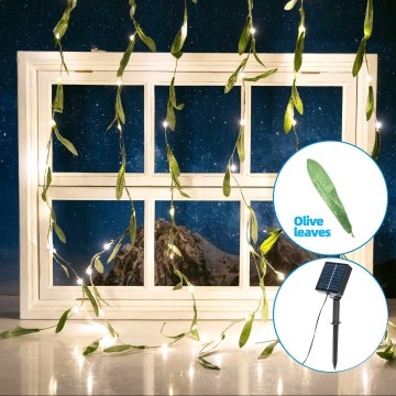 Aigostar - LED Solárna reťaz 70xLED/4x1m IP65 teplá biela olive