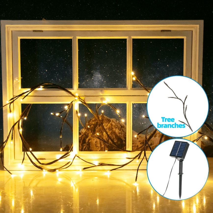Aigostar - LED Solárna reťaz 72xLED/4m IP65 teplá biela konáre stromov