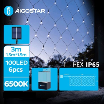Aigostar - LED solárna svetelná reťaz 100× LED / 8 režimov 4,5×1,5 m IP65 studená biela