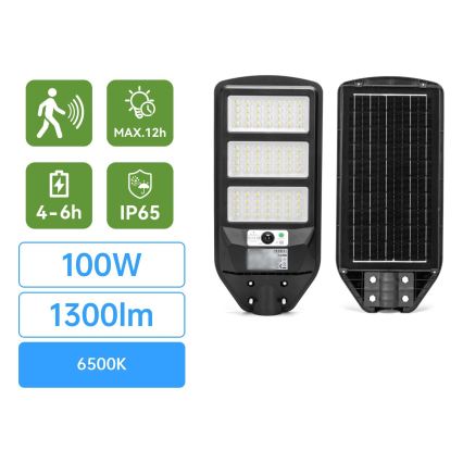 Aigostar - LED Solárna uličná lampa so senzorom LED/100W/3,2V 2400mAh 6500K