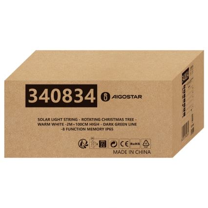 Aigostar - LED solárna vianočná dekorácia LED/0,59W/3,7V 100 cm IP65 130 mAh teplá biela