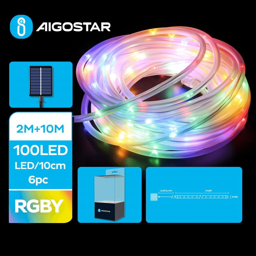 Aigostar - LED Solárna vianočná reťaz 100xLED/8 funkcií 12m IP65 800 mAh multicolor