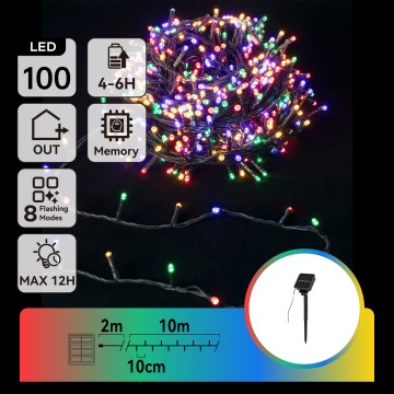 Aigostar - LED solárna vianočná reťaz 100xLED/8 funkcií 12m IP65 viacfarebná 800 mAh