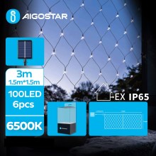 Aigostar - LED Solárna vianočná reťaz 100xLED/8 funkcií 4,5x1,5m IP65 studená biela