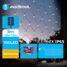 Aigostar - LED Solárna vianočná reťaz 100xLED/8 funkcií 4,5x1,5m IP65 teplá biela