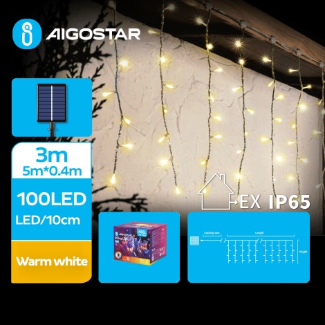 Aigostar - LED Solárna vianočná reťaz 100xLED/8 funkcií 8x0,4m IP65 teplá biela