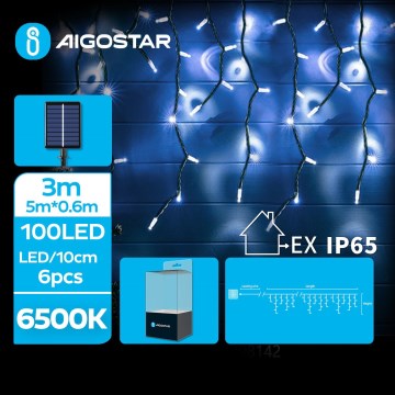 Aigostar - LED Solárna vianočná reťaz 100xLED/8 funkcií 8x0,6m 500 mAh IP65 studená biela