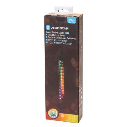 Aigostar - LED Solárna vianočná reťaz 192xLED/8m IP65 multicolor