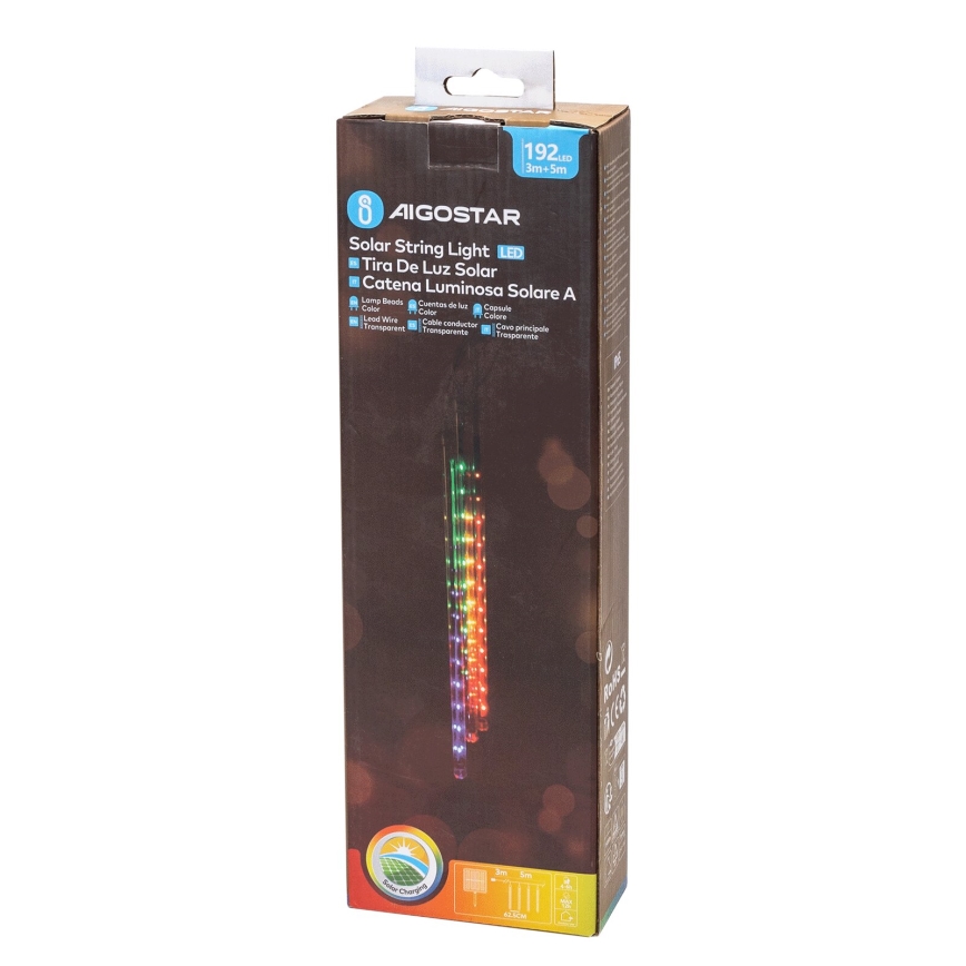 Aigostar - LED Solárna vianočná reťaz 192xLED/8m IP65 multicolor