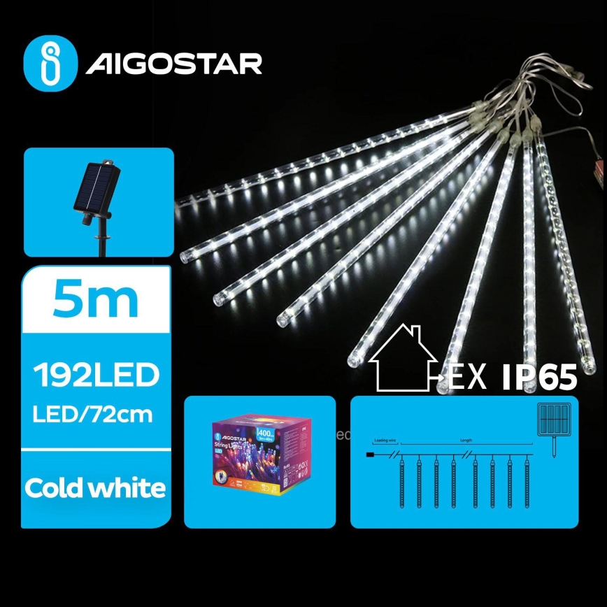 Aigostar - LED Solárna vianočná reťaz 192xLED/8m IP65 studená biela