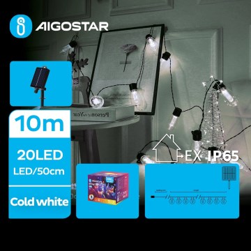 Aigostar - LED Solárna vianočná reťaz 20xLED/8 funkcií 11,5m IP65 studená biela