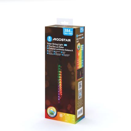 Aigostar - LED Solárna vianočná reťaz 384xLED/13m IP65 multicolor