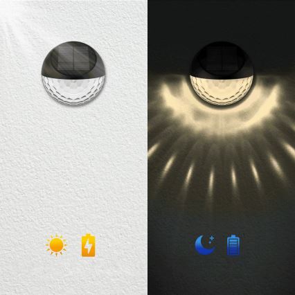 Aigostar - LED Solárne nástenné svietidlo LED/2W/1,2V čierna 300 mAh 2700K IP44