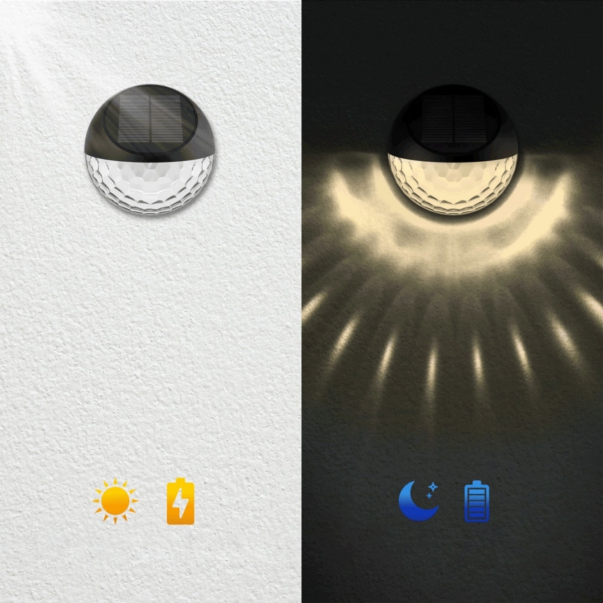 Aigostar - LED Solárne nástenné svietidlo LED/2W/1,2V čierna 300 mAh 2700K IP44