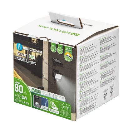 Aigostar - LED Solárne nástenné svietidlo so senzorom LED/0,64W/3,7V 600 mAh 6500K IP44