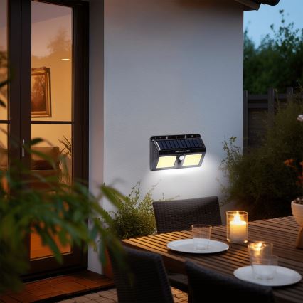 Aigostar - LED Solárne nástenné svietidlo so senzorom LED/20W/5,5V 2400 mAh 6500K IP65