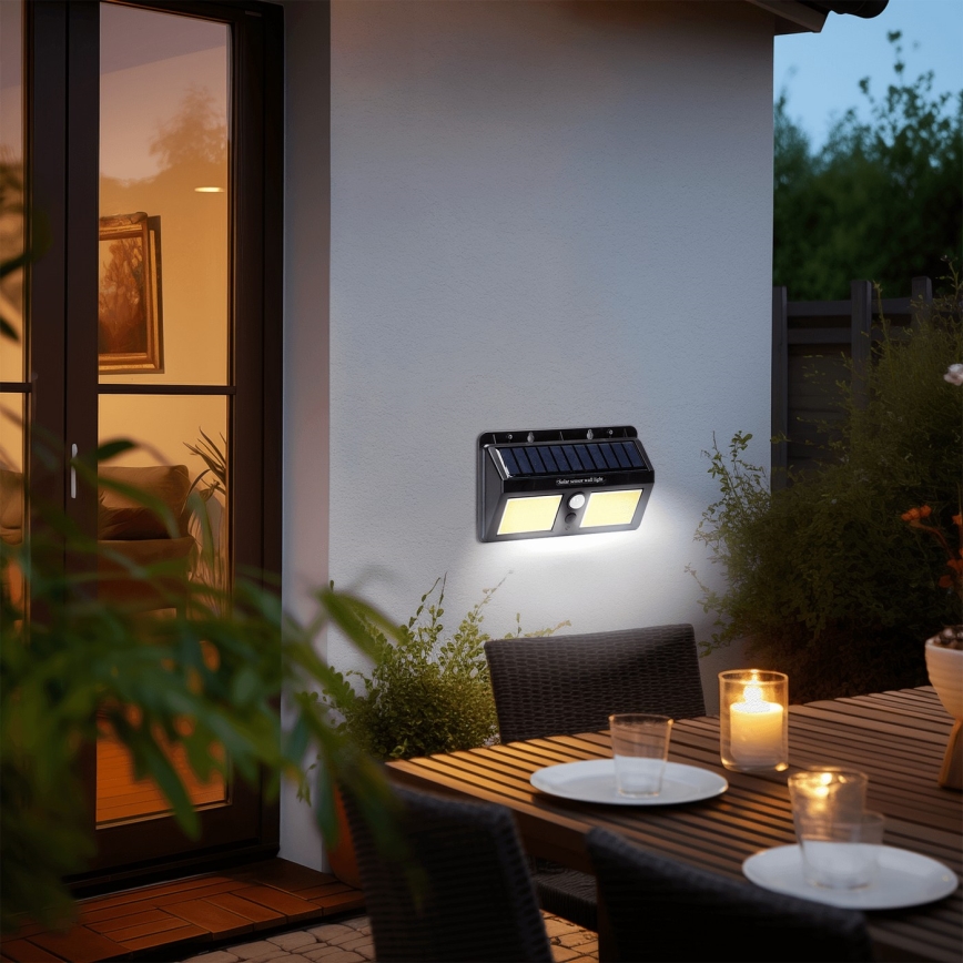 Aigostar - LED Solárne nástenné svietidlo so senzorom LED/20W/5,5V 2400 mAh 6500K IP65