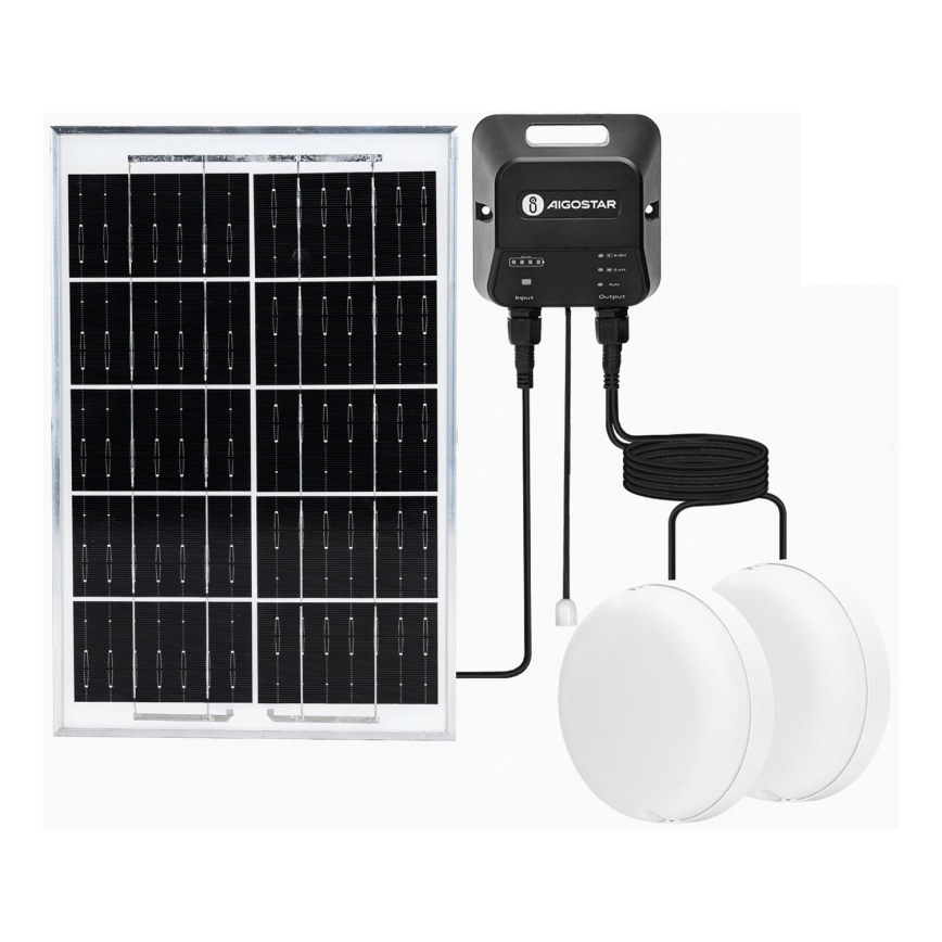 Aigostar - LED Solárne svietidlo 2xLED/35W/12V 6000 mAh 6500K pr. 16,8 cm + diaľkové ovládanie