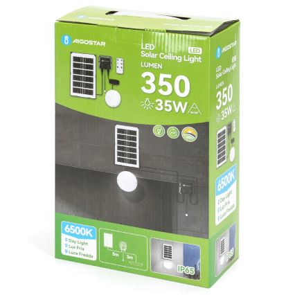 Aigostar - LED Solárne svietidlo LED/35W/12V 3000 mAh 6500K pr. 16,8 cm + diaľkové ovládanie