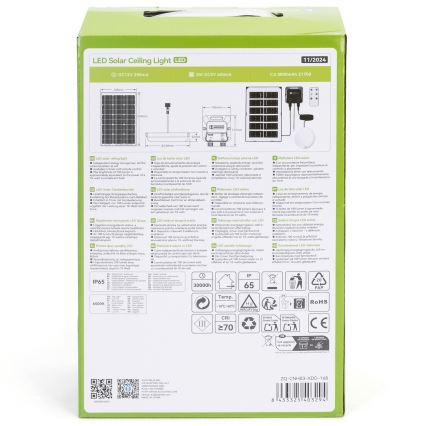 Aigostar - LED solárne svietidlo LED/35W/12V 3000 mAh 6500K IP65 priemer 16,8 cm + diaľkové ovládanie