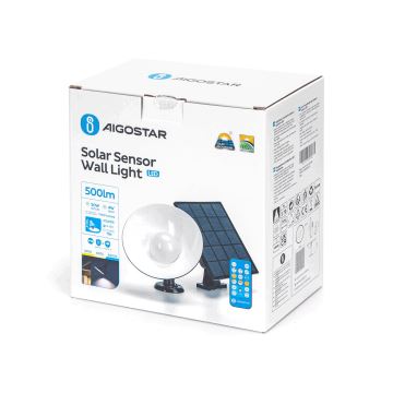 Aigostar - LED Solárne svietidlo so senzorom LED/3,2V 3000K/4000K/6500K IP65 + diaľkové ovládanie
