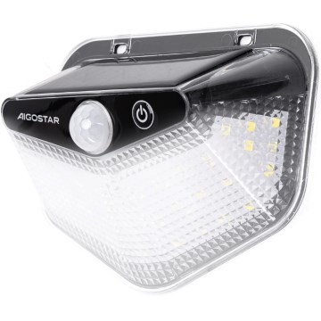 Aigostar - LED Solárne svietidlo so senzorom LED/3,7V 6500K 500 mAh IP65 čierne
