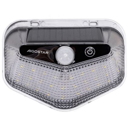 Aigostar - LED Solárne svietidlo so senzorom LED/3,7V 6500K 500 mAh IP65 čierne