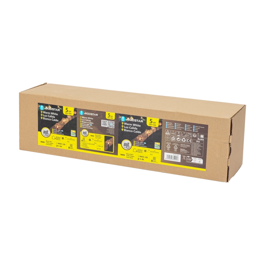 Aigostar - LED Solárne vianočné svietidlo LED/0,054W/1,2V 1m IP65 teplá biela