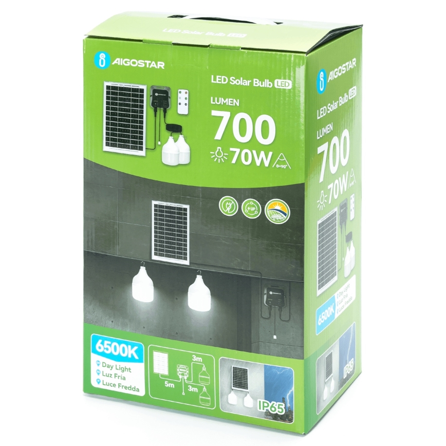 Aigostar - LED Solárny luster 2xLED/35W/12V 6000 mAh 6500K pr. 10 cm + diaľkové ovládanie
