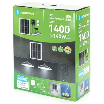 Aigostar - LED solárny luster 2xLED/70W/12V 12000 mAh 6500K IP65 pr. 23,5 cm + diaľkové ovládanie
