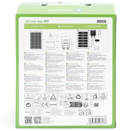 Aigostar - LED solárny luster LED/35W/12V 3000 mAh 6500K IP65 priemer 10 cm + diaľkové ovládanie