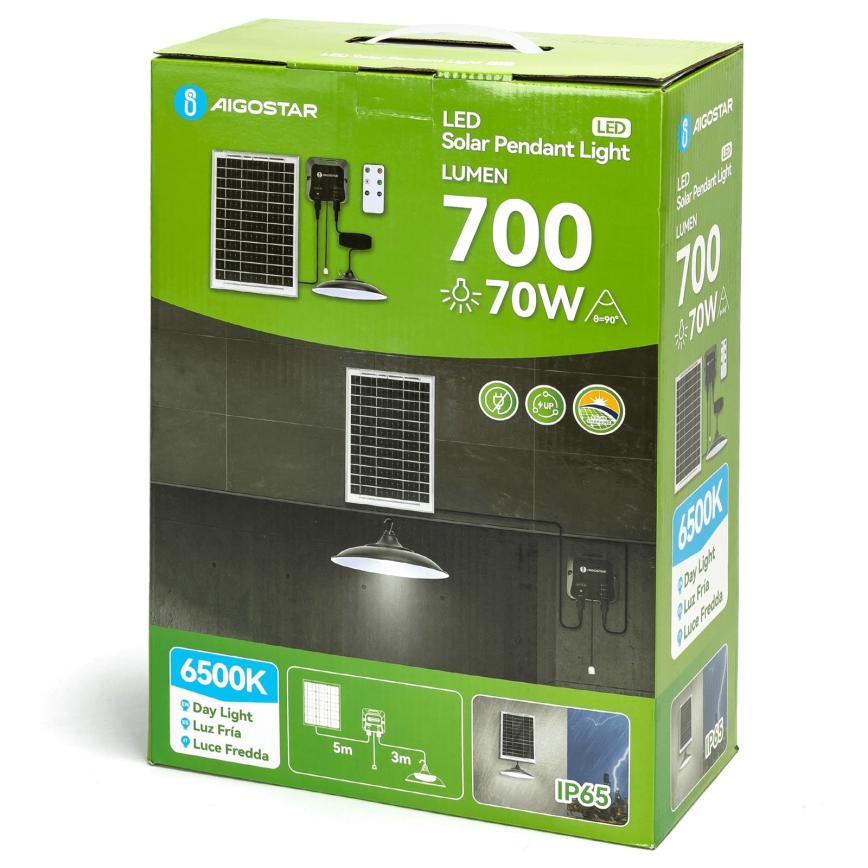 Aigostar - LED Solárny luster LED/70W/12V 6000 mAh 6500K pr. 23,5 cm + diaľkové ovládanie