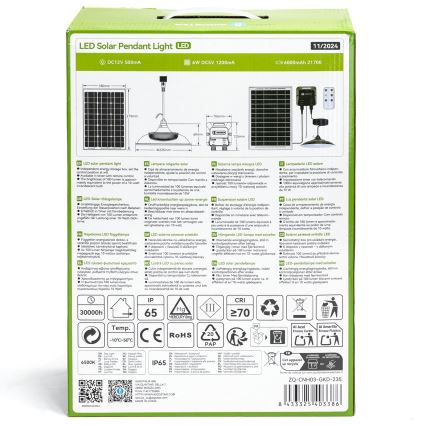 Aigostar - LED Solárny luster LED/70W/12V 6000 mAh 6500K pr. 23,5 cm + diaľkové ovládanie