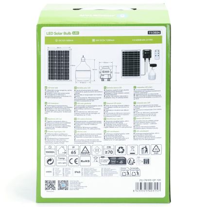 Aigostar - LED solárny luster LED/70W/12V 6000 mAh 6500K IP65 priemer 12 cm + diaľkové ovládanie