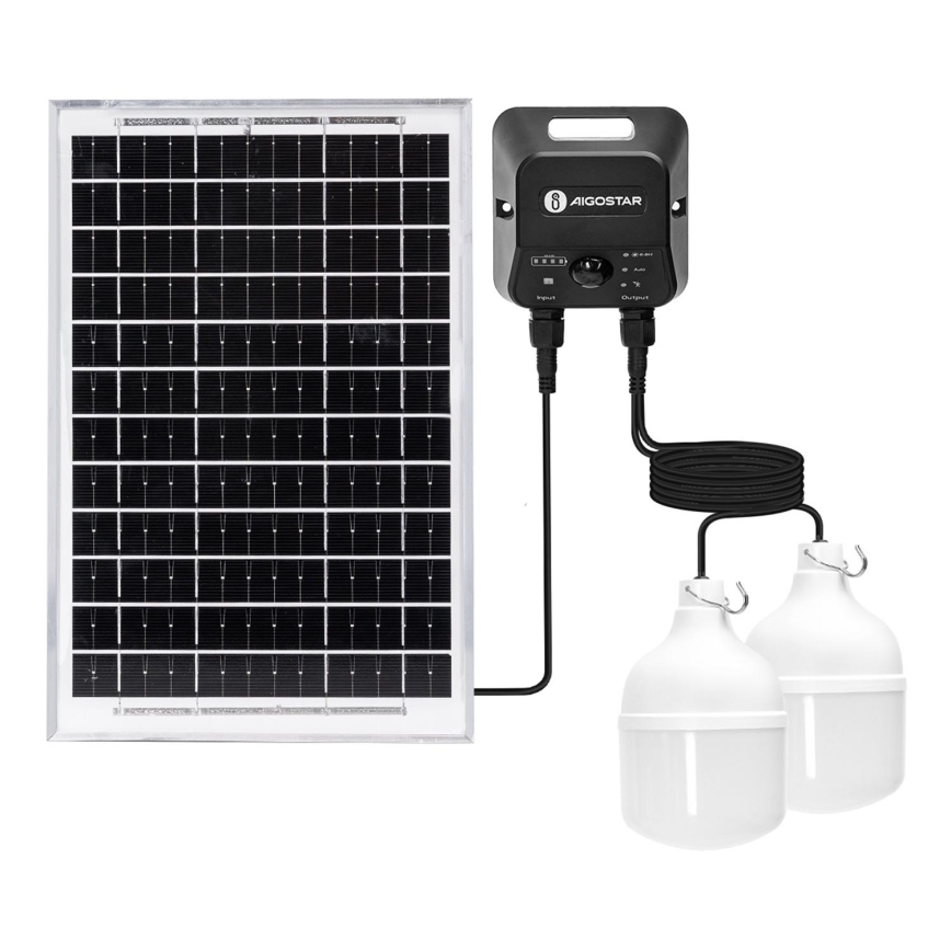 Aigostar - LED Solárny luster so senzorom 2xLED/35W/12V 6000 mAh 6500K pr. 10 cm + diaľkové ovládanie