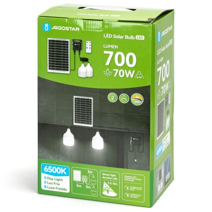 Aigostar - LED Solárny luster so senzorom 2xLED/35W/12V 6000 mAh 6500K pr. 10 cm + diaľkové ovládanie