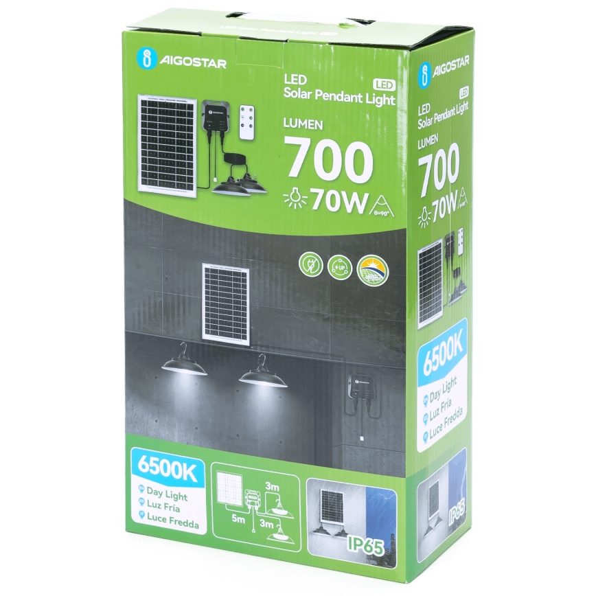 Aigostar - LED solárny luster so senzorom 2xLED/35W/12V 6000 mAh 6500K IP65 pr. 15 cm + diaľkové ovládanie