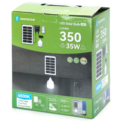 Aigostar - LED Solárny luster so senzorom LED/35W/12V 3000 mAh 6500K pr. 10 cm + diaľkové ovládanie