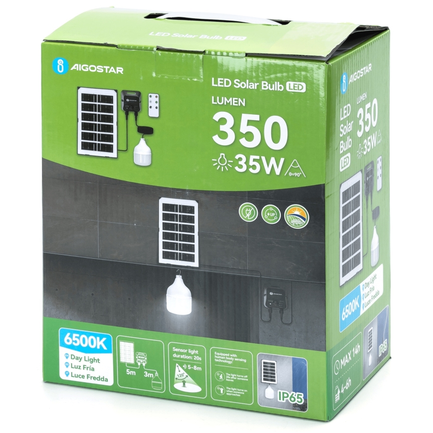 Aigostar - LED Solárny luster so senzorom LED/35W/12V 3000 mAh 6500K pr. 10 cm + diaľkové ovládanie