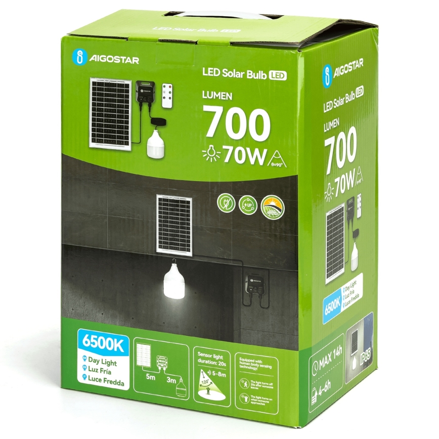 Aigostar - LED Solárny luster so senzorom LED/70W/12V 6000 mAh 6500K pr. 12 cm + diaľkové ovládanie