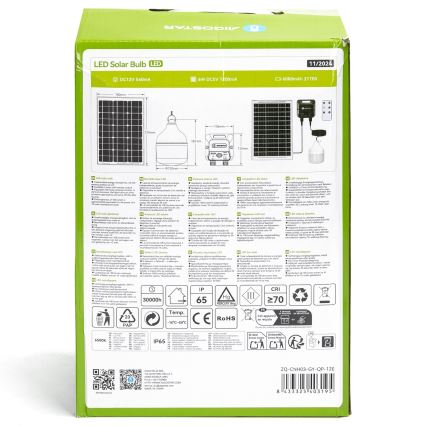 Aigostar - LED Solárny luster so senzorom LED/70W/12V 6000 mAh 6500K pr. 12 cm + diaľkové ovládanie