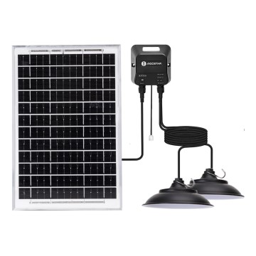 Aigostar - LED solárny luster so snímačom 2xLED/35W/12V 6000 mAh 6500K IP65 priemer 15 cm + diaľkové ovládanie
