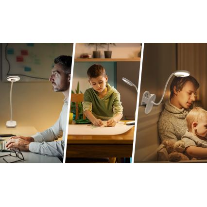 Aigostar - LED Stmievateľná nabíjacia stolná lampa s klipom LED/2,5W/5V 1200mAh biela