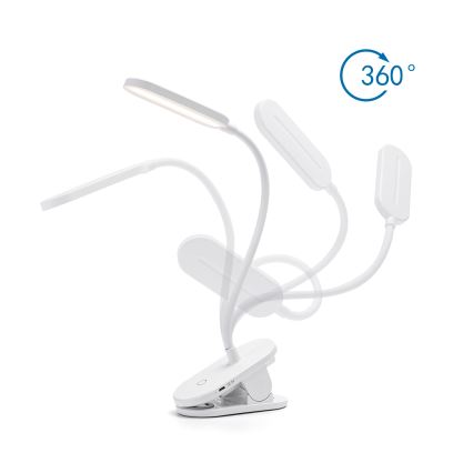 Aigostar - LED Stmievateľná nabíjacia stolná lampa s klipom LED/2,5W/5V 1200mAh biela