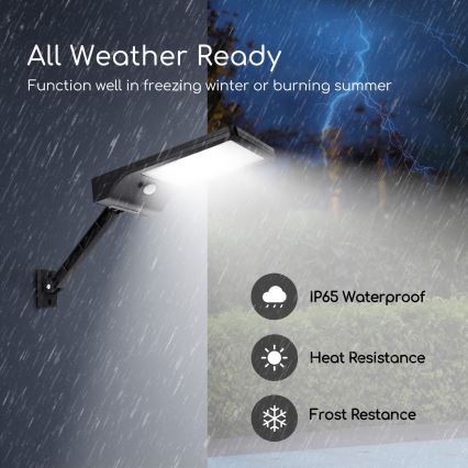Aigostar - LED Stmievateľná solárna lampa so senzorom LED/2,3W/5,5V IP65 1800 mAh + diaľkové ovládanie